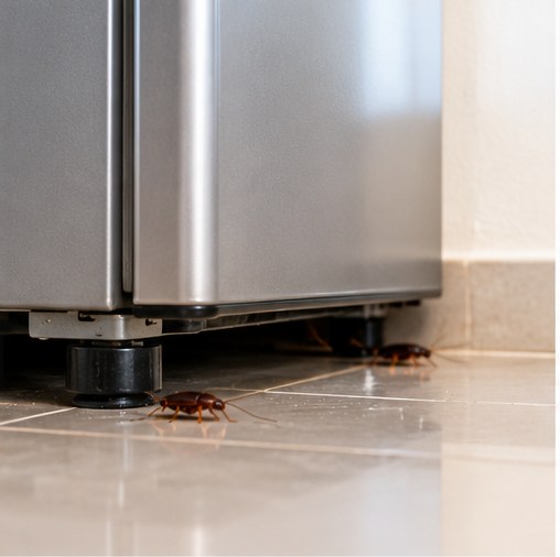 Cockroaches around appliances and furniture