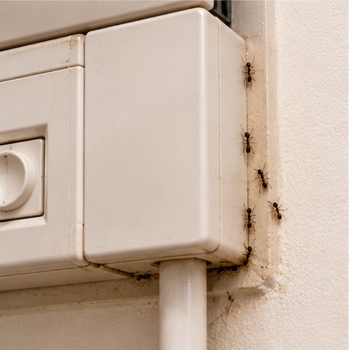 Ant activity around a junction box